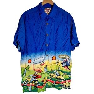 Vintage Mambo Loud‎ Shirt Jesus on a Bicycle Shirt Sleeve Button Down Men’s XL